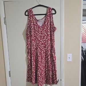 Floral Red Sleeveless Dress